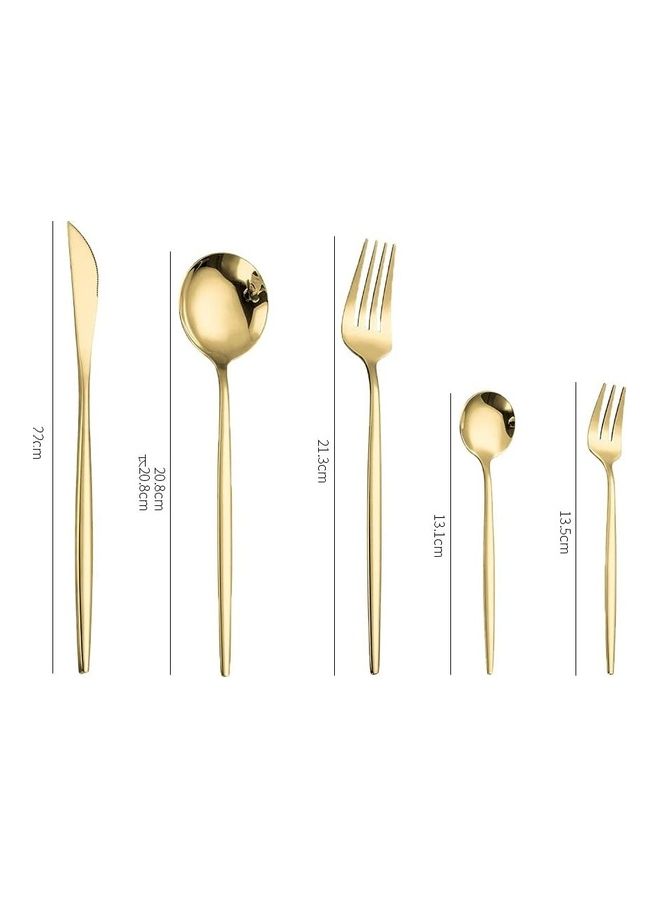 XiuWoo 30-Piece Stainless Steel Cutlery Set Gold  - Image 2