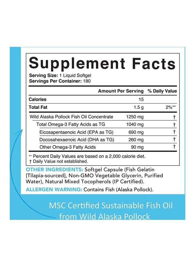 SPORTS RESEARCH - Sports Research Omega -3 Fish Oil Triple Strength  180 Soft Gels - Image 1