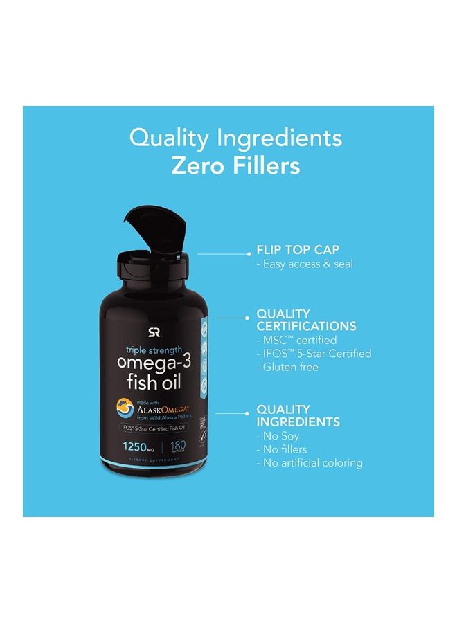 SPORTS RESEARCH - Sports Research Omega -3 Fish Oil Triple Strength  180 Soft Gels - Image 1