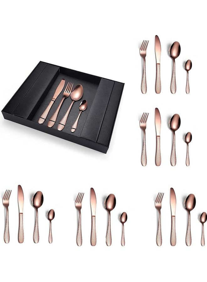 XiuWoo 24-Piece Stainless Steel Cutlery Set With Storage Case Rose Gold - Image 1