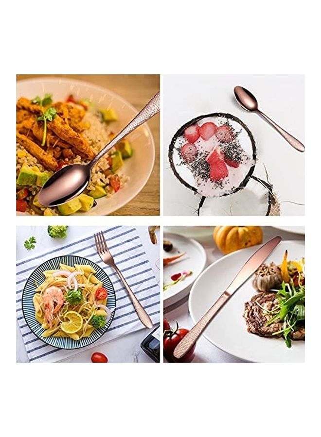 XiuWoo 24-Piece Stainless Steel Cutlery Set With Storage Case Rose Gold - Image 2