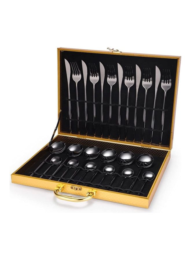 XiuWoo 24-Piece Stainless Steel Cutlery Set With Storage Case Silver - Image 1