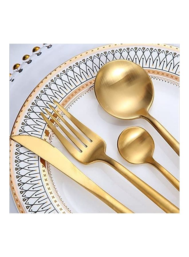 XiuWoo 24-Piece Stainless Steel Cutlery Set With Storage Case Gold - Image 3