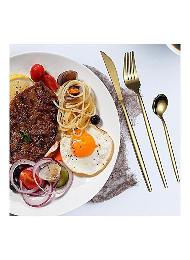 XiuWoo 24-Piece Stainless Steel Cutlery Set With Storage Case Gold - Image 4