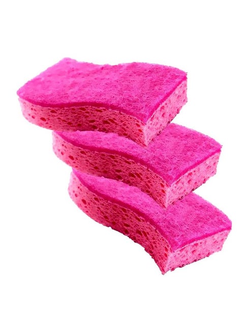 Delicate Care Scrub Sponge, Pack Of 3 Pink 4.4x2.6x0.8inch
