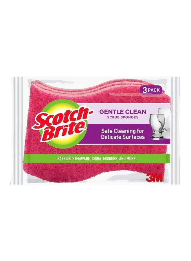 Delicate Care Scrub Sponge, Pack Of 3 Pink 4.4x2.6x0.8inch - v1622151927/N12015640A_7