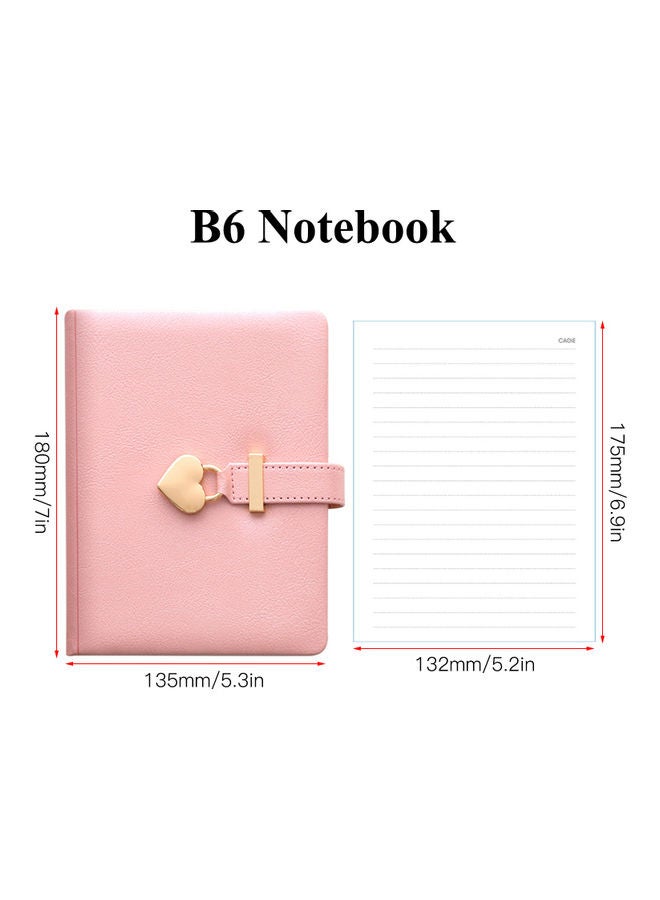 Generic Heart Shaped Lock Diary with Lock and Key Pink/Gold  - Image 4
