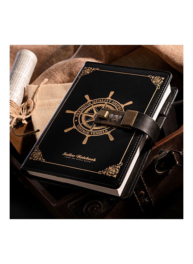 Vintage Journal Diary with Lock Black - Image 2