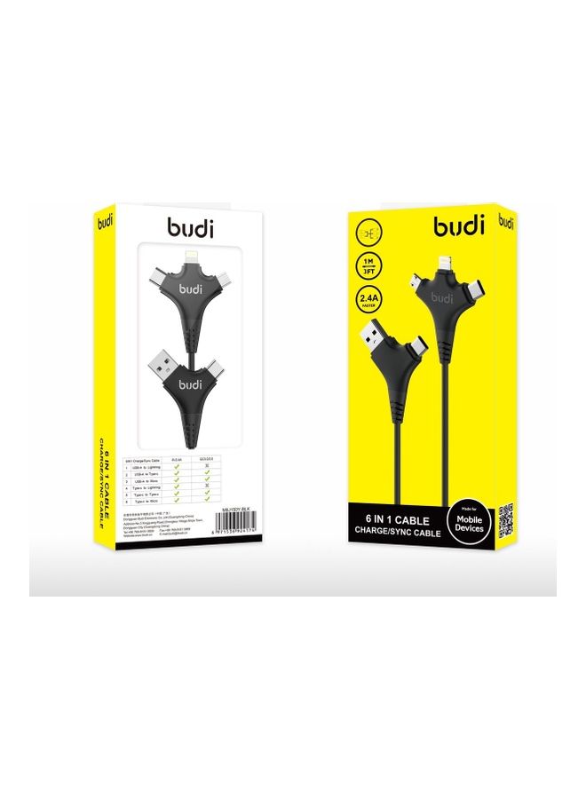 budi - 6-in-1 Primium Quality Fast Charging Cable black - Image 1