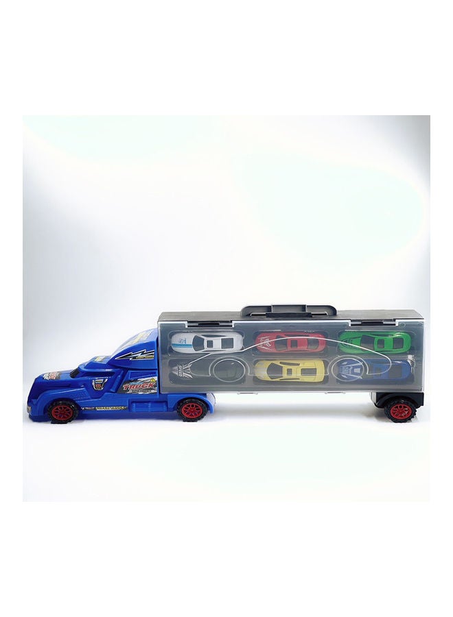 7-Piece Racer Vehicle with Container Truck Mini Pull - Image 2