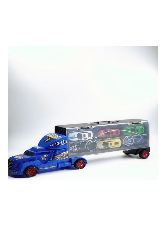 7-Piece Racer Vehicle with Container Truck Mini Pull - Image 5