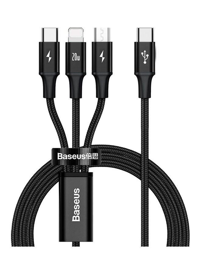 Baseus 3-in-1 Rapid Series 20W PD Fast Charging Cable Black  - Image 2