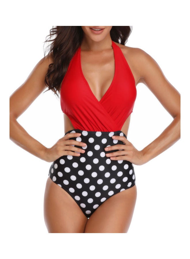 Generic - Backless Swimwear One Piece Red/Black/White - Image 1
