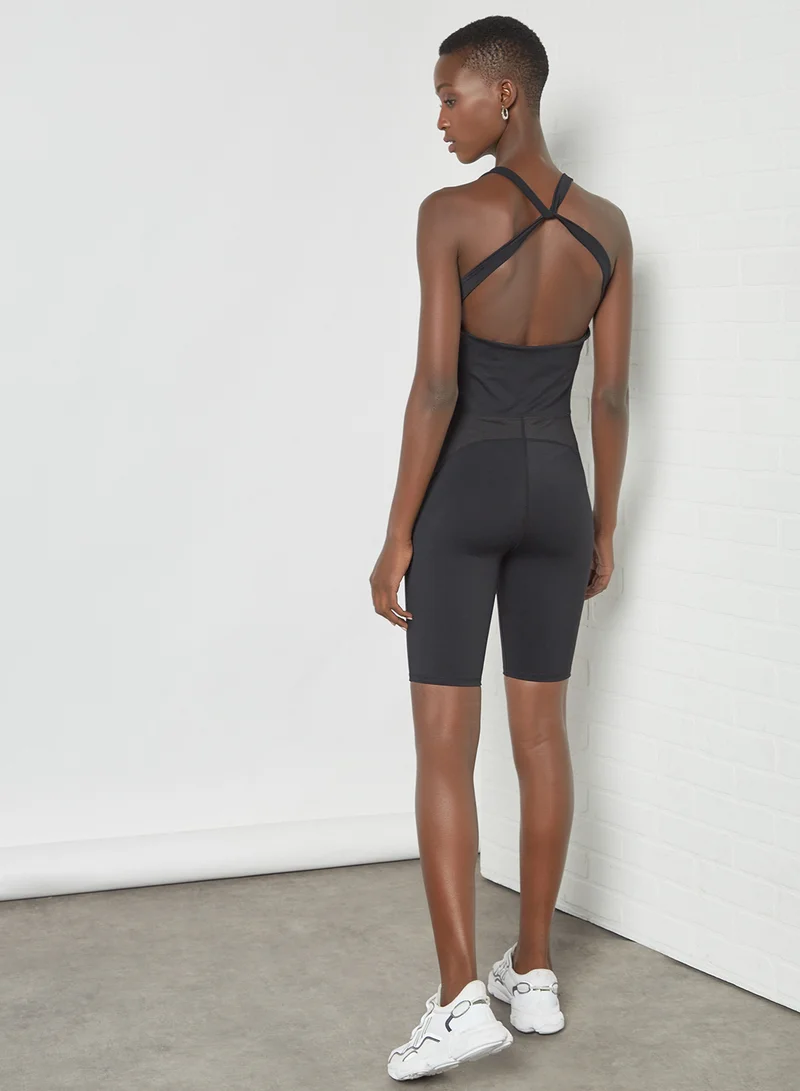 MANGO Crossover Back Unitard Black