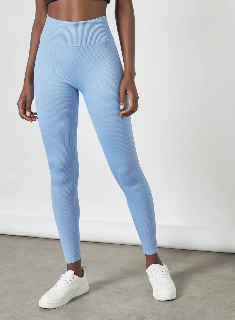 MANGO Seamless Leggings Blue