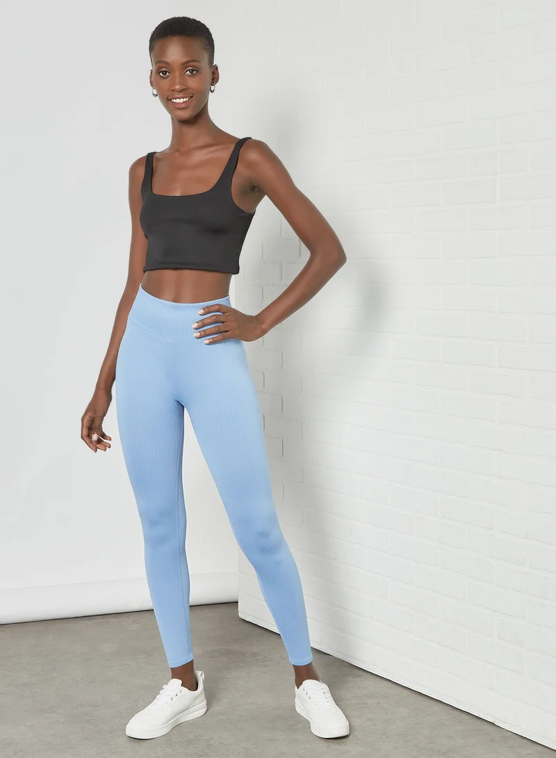 MANGO Seamless Leggings Blue