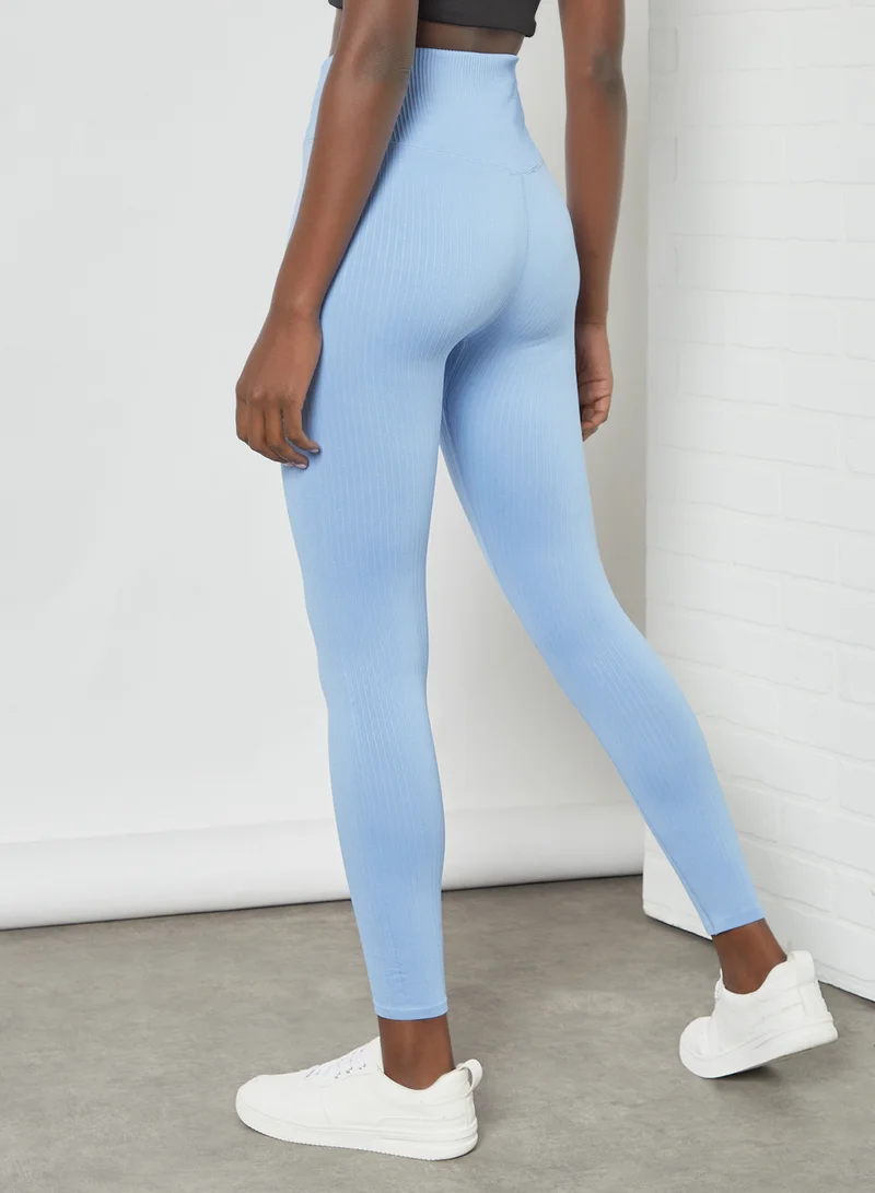 MANGO Seamless Leggings Blue