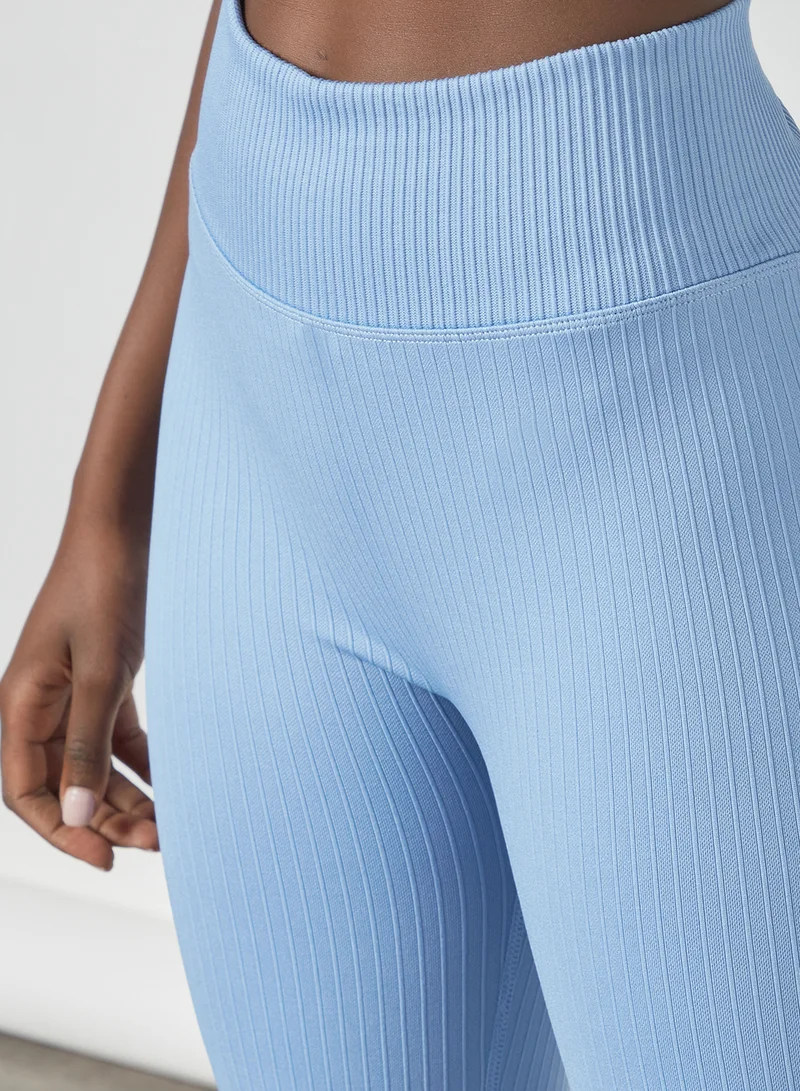 MANGO Seamless Leggings Blue