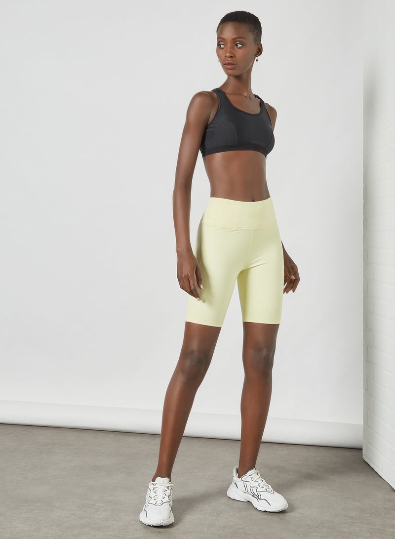 MANGO - Elasticated Sports Shorts Pastel Yellow - Image 1
