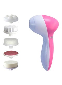 Five-In-One Electric Face Washing Brush Pink/White