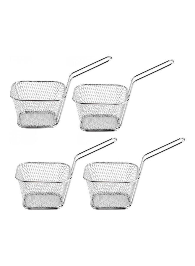 4-Piece Metal Frying Basket Set Silver 6x10cm - Image 1