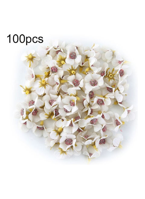 100-Piece Artificial Flower Set White/Red