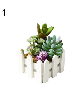 Generic Artificial Succulent Plants With Fence Multicolour 