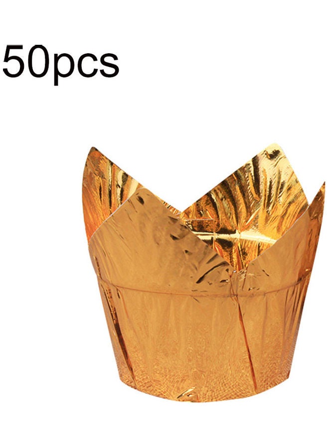 50-Piece Cupcake Liner Paper Set Gold - Image 1