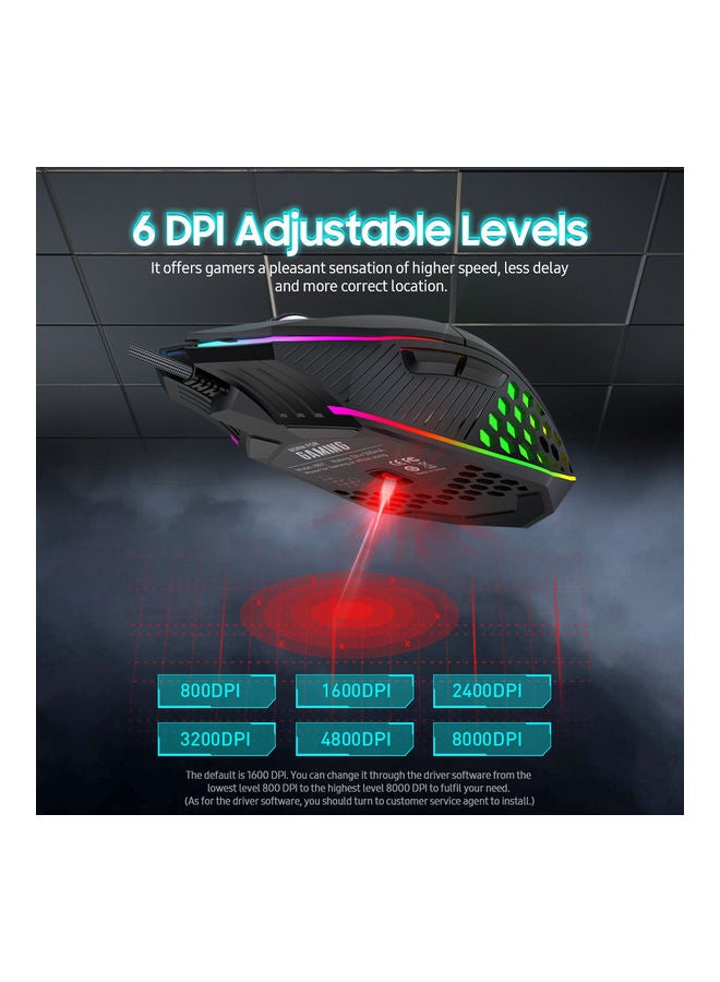 7 Programmable Buttons Wired RGB Gaming Mouse  - Image 2