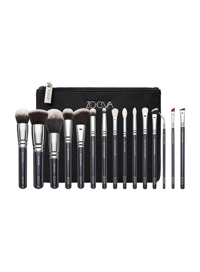 15 Piece Makeup Brush Set Black/Silver/Grey - v1622197632/N23974759A_1