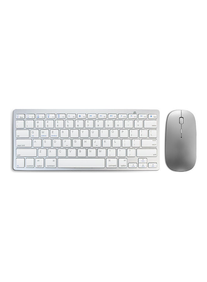 2-Piece Wireless Bluetooth Keyboard and Mouse Set Silver