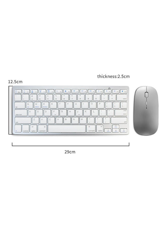 2-Piece Wireless Bluetooth Keyboard and Mouse Set Silver