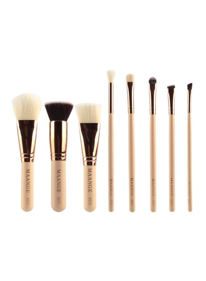 Sharpdo 8-Piece Makeup Brush Set Beige/Gold - Image 1