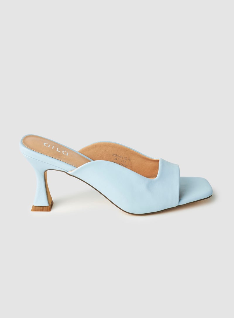 Aila - Casual Slip-On Heel Sandals Blue - Image 1
