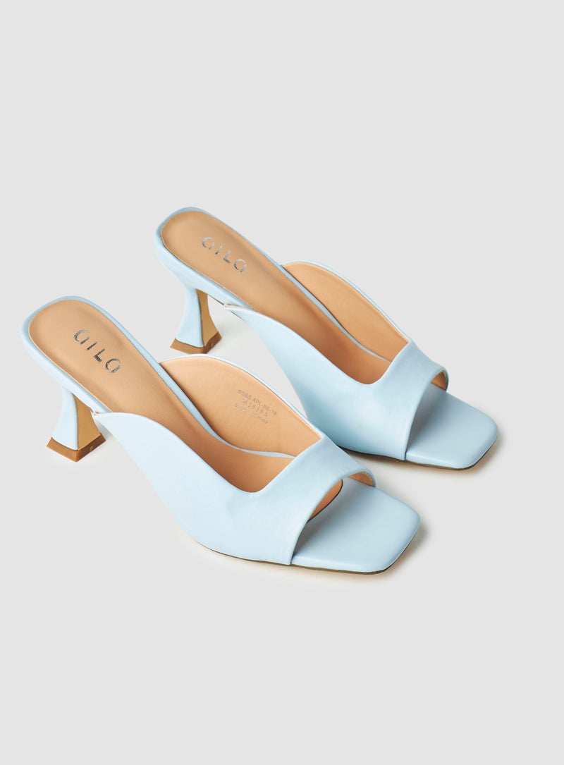 Aila - Casual Slip-On Heel Sandals Blue - Image 1