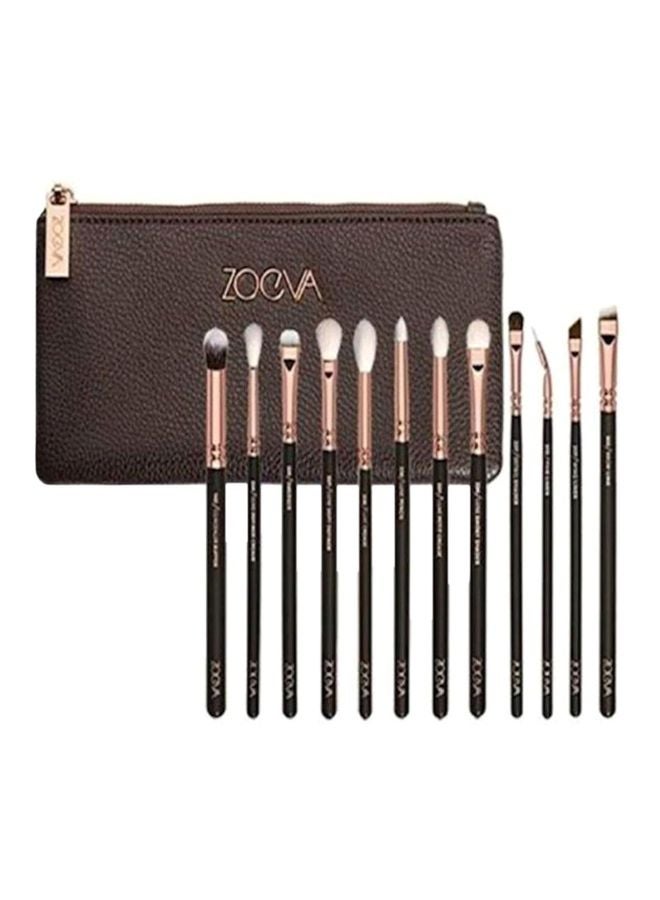 Zoeva Fashion 12pcs Wool Colour Makeup Eyes Brushes Sets Tools for Women Black/Gold/White 