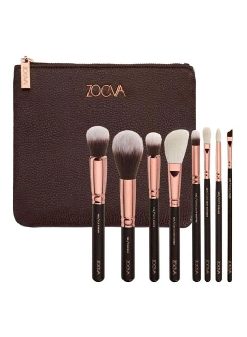 8 Piece Makeup Brush Kit Black/Rose Gold