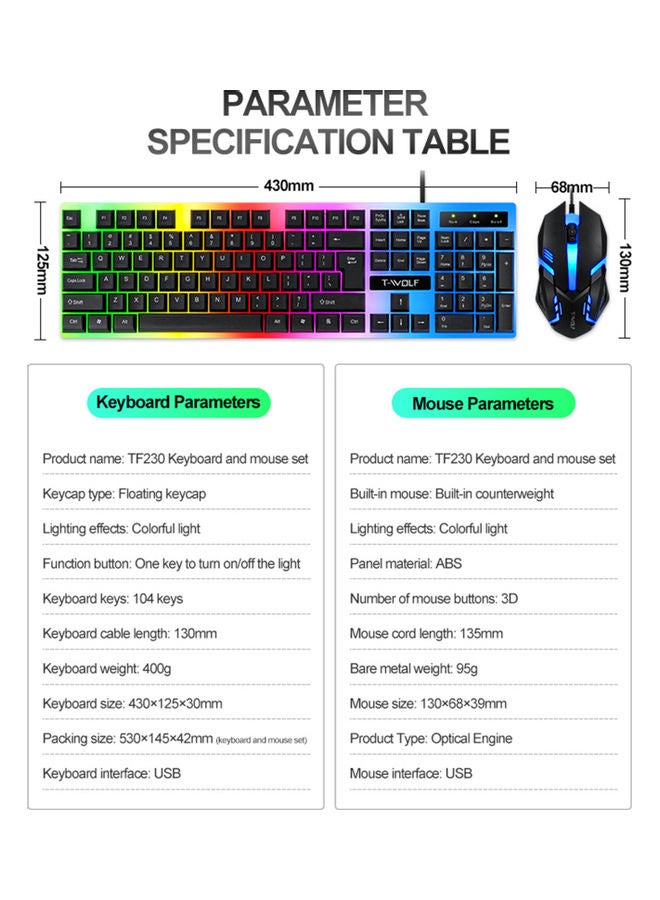 Generic 2-Piece Wired Gaming Keyboard and Mouse with Backlight Black  - Image 4