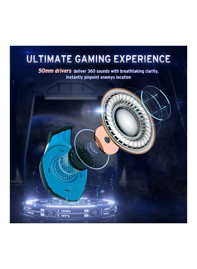 onikuma K1B Head-mounted Wired Gaming Headset With 50mm Driver Unit Noise Reduction Mic USB+Dual 3.5mm Ports - Image 3