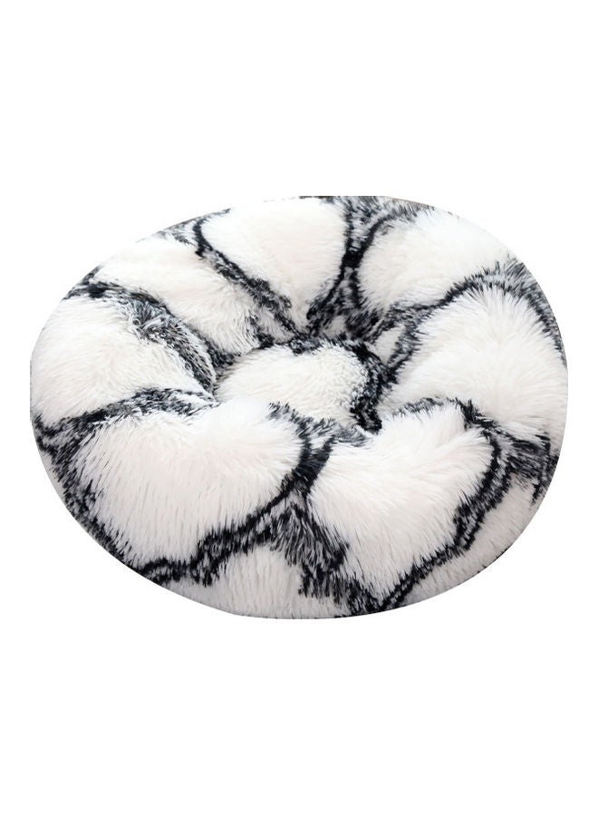 XiuWoo Anti Anxiety Faux Fur Donut Shape Dog or Cat Bed White/Black 40cm - Image 1