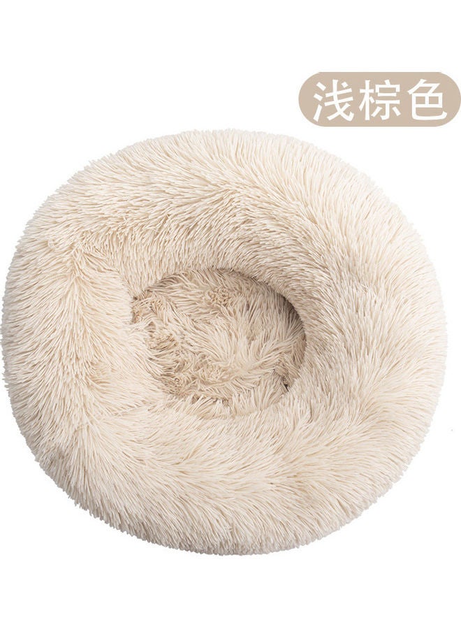 Anti Anxiety Faux Fur Donut Shape Dog or Cat Bed Beige 40cm