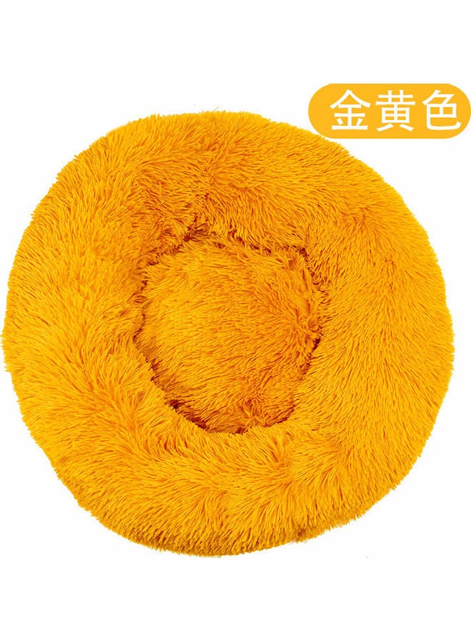 شو وو سرير للكلب أو القطة مضاد للقلق من الفرو الصناعي على شكل دونت أصفر 40سم - Image 1