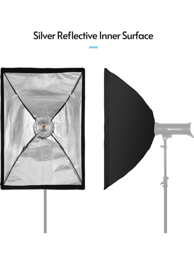 Portable Rectangular Photography Soft Box with Bowens Mount And Carrying Bag Black/White  - Image 2