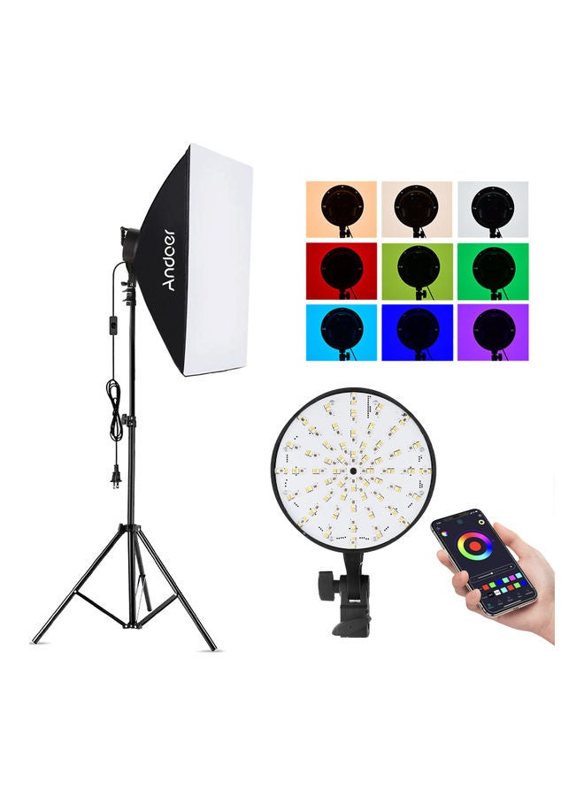 ANDOER Studio Photography Soft Box Lighting Kit APP Control with Carry Bag Black/White  - Image 1