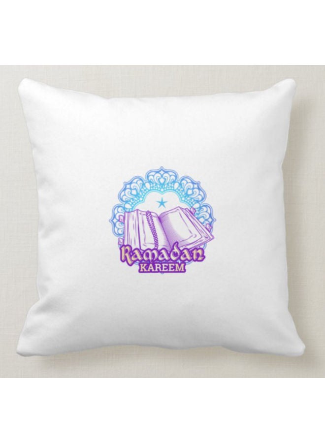 وسادة زينة مطبوع عليها عبارة "Ramadan Kareem" أبيض / أزرق /أرجواني 40x40سم - Image 1