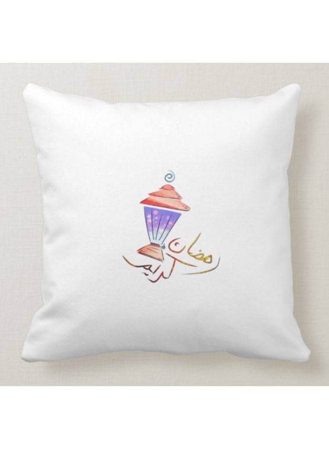 وسادة زينة مطبوع عليها عبارة "Ramadan Kareem" أبيض/أرجواني/أزرق 40x40سم - Image 1