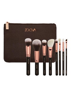 Zoeva Beauty Luxury Rose Gold 8pc Premium Quality Handcrafted Soft And Dense Dazzle Colour Brushes Telescopic Cosmetic Makeup Brush Brown/Rose Gold/White  - Image 1