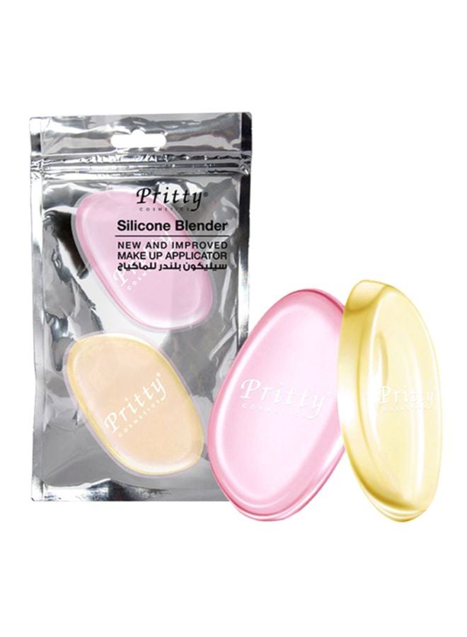 Pritty - 2-Piece Silicone Make Up Sponge Pink/Yellow - Image 1