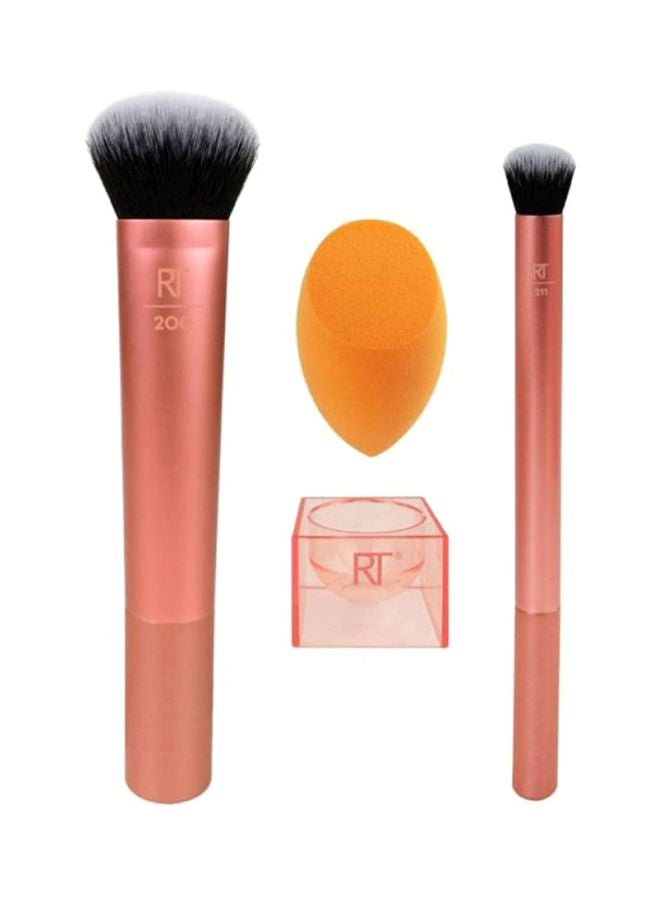 REAL TECHNIQUES - Ultimate Base Makeup Brushes Pink/Black/Orange - Image 1