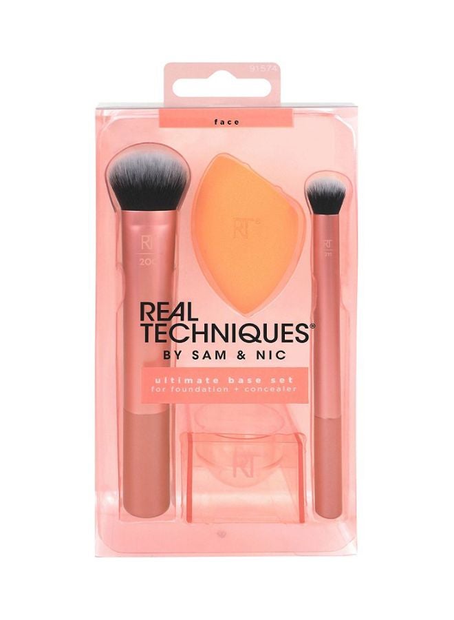 REAL TECHNIQUES - Ultimate Base Makeup Brushes Pink/Black/Orange - Image 1